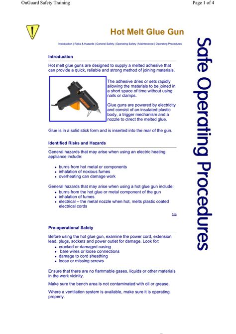 Hot Melt Glue Gun Onguard Safety Training