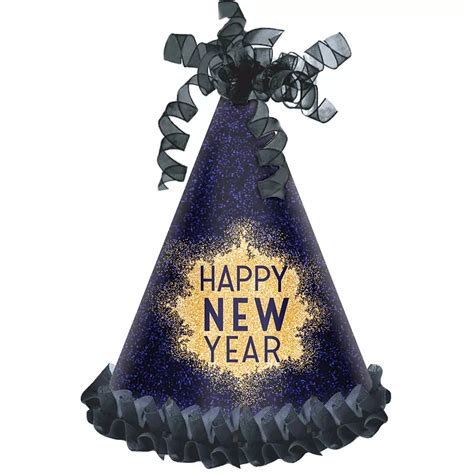 Glitter Blue And Gold Happy New Year Party Hat 5 12in X 10 12in Party