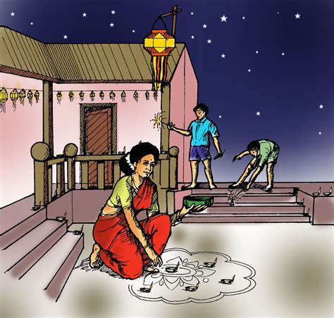 Cartoon Diwali Festival Of Lights