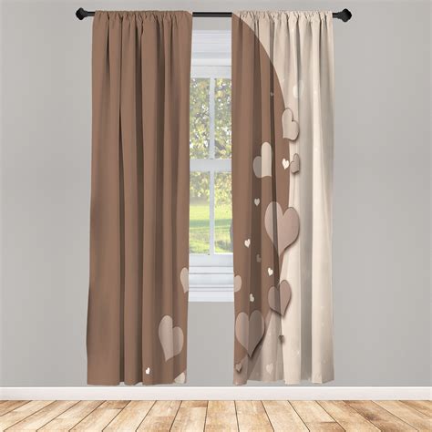 Love Window Curtains Valentines Day Romance Art With Hearts Stars