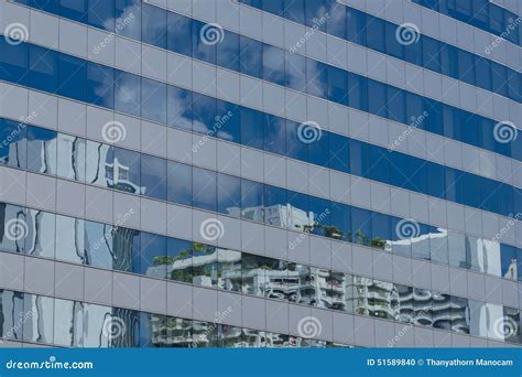 Clouds Reflected In Windows Of Office Building Stock Photo Image Of