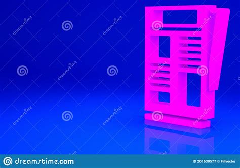 Pink News Icon Isolated On Blue Background Newspaper Sign Mass Media