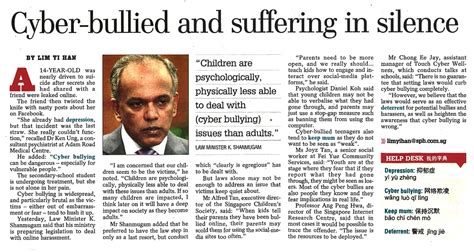 Cyber-bullied and suffering in silence - Singapore Children Society