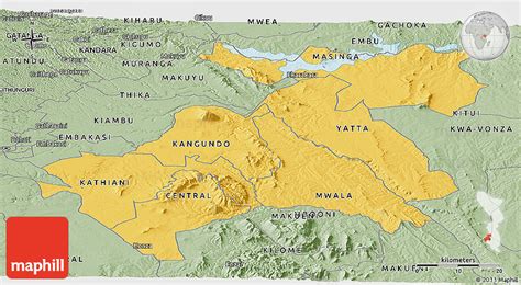 Savanna Style Panoramic Map Of Machakos