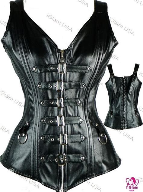 Biker Style Faux Leather Corset Top 0092 Fashion Cheap Womens