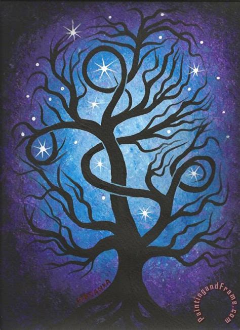 Jordanka Yaretz Blue Twisted Tree Painting Blue Twisted Tree Print