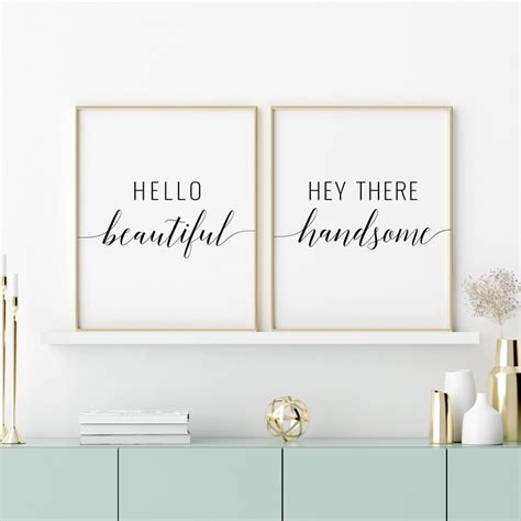 Hello Beautiful Hey There Handsome Printable Art Set Of 2 Etsy