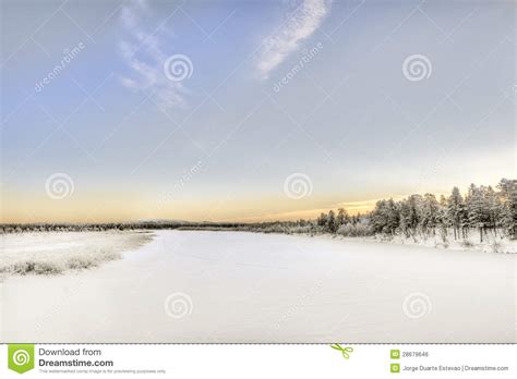Frozen Lake In Inari Finland Stock Photo Image Of Long