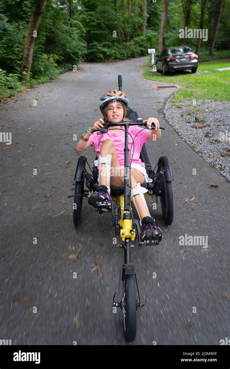 Girl With Ullrich Congenital Muscular Dystrophy Riding Her Recumbent