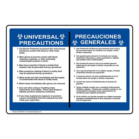 Universal Precautions Printable Fact Sheets