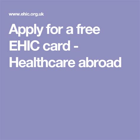 Apply For A Free Ehic Card Healthcare Abroad How To Apply Health