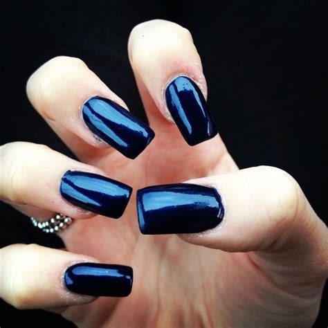 Dark Midnight Blue Nails Square Tips For A Change 😂 Blue Nails