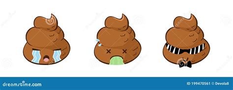 Vector Emoji Set Of Funny Poop Stock Vector Illustration Of Dude