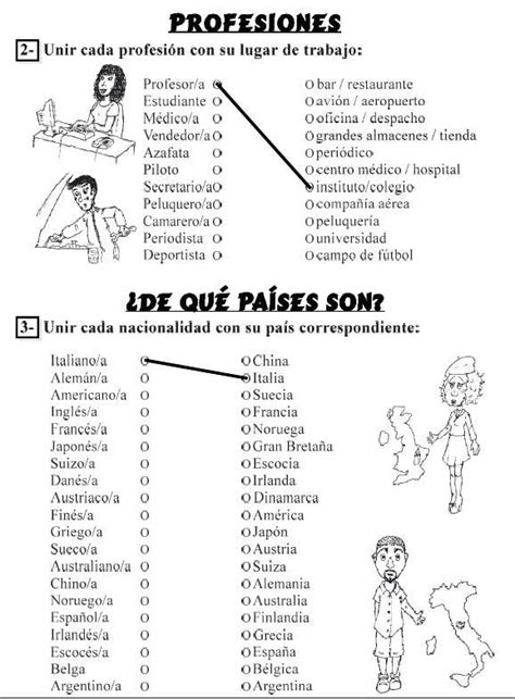 Profes Al Servicio De Ele Ejercicios Profesiones Nacionalidades