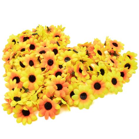 cjeslna 100x artificial gerbera daisy flowers heads for diy wedding party yellow sunflower