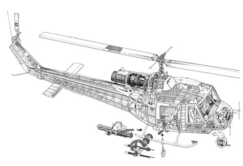 Bell Uh 1 Huey Helicopter Drawing Sketch Coloring Page