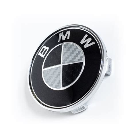 4x 68mm Bmw Black And White Carbon Fiber Wheel Center Caps 6 Side Auto