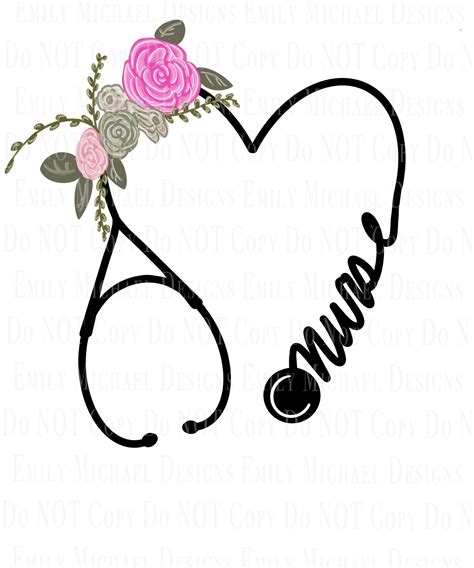 Nurse Heart Floral Png Nurse Stethoscope Heart Art Nurse Etsy