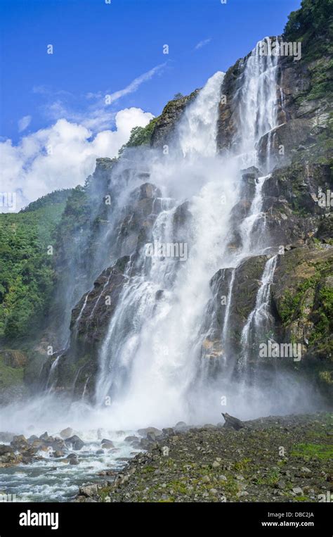 Waterfalls In The High Mountains Of Western Arunachal Pradesh Near The