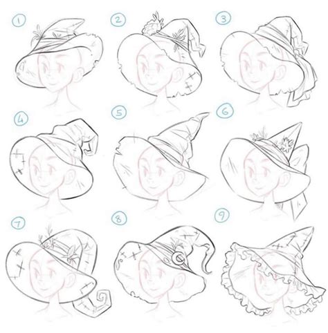 Witch hats | Drawing reference poses, Drawing tutorial, Drawing reference
