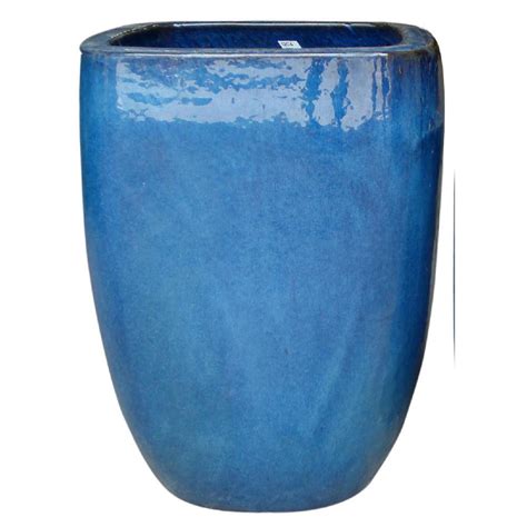 Trendspot 16 In Dia Thorn Blue Ceramic Quadrato Pot Cr20078 16m The