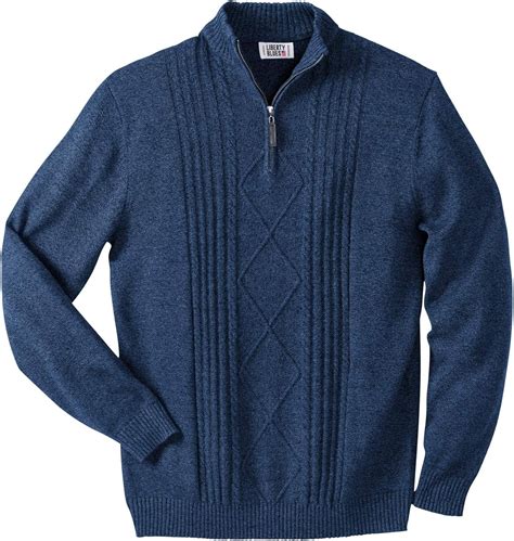 Liberty Blues Mens Big And Tall Shoremans 14 Zip Cable Knit Sweater