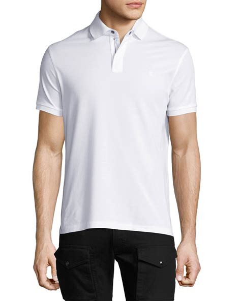 Ralph Lauren Front Zip Pique Polo Shirt White Neiman Marcus