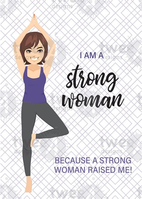 Yoga Strong Woman Mother S Day Downloadable Card Etsy