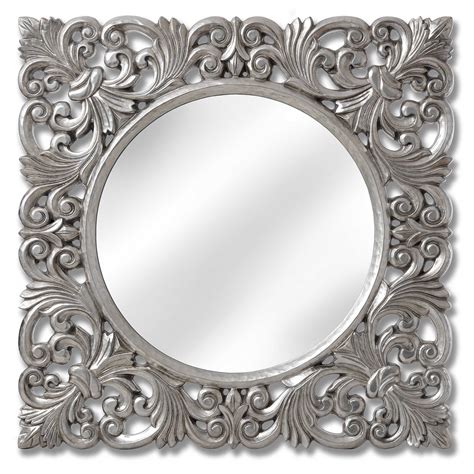 Baroque Antique French Style Silver Wall Mirror Homesdirect365