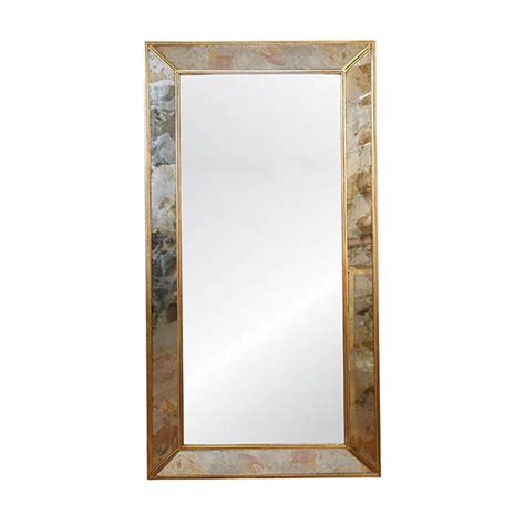 Worlds Away Dion Antique Rectangular Floor Mirror With Gold Leafed Edging Gracious Style