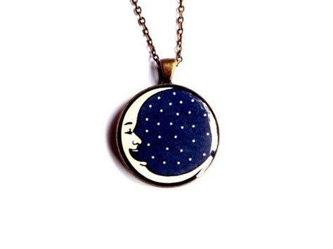 Moon And Stars Necklace Navy Blue Necklace Universe Necklace | Etsy | Star necklace, Necklace ...