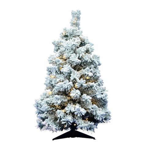 Vickerman 3 Ft Pre Lit Traditional Flocked White Artificial Christmas