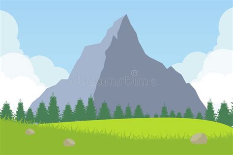 Nature Landscape In Flat Style Vector Landscape Mountains Vector