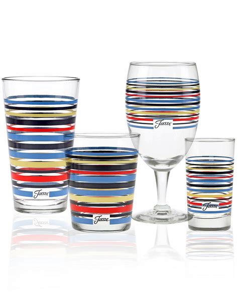 Fiesta Classic Stripe Glassware Sets Of 4 Collection Macy S Glassware Collection