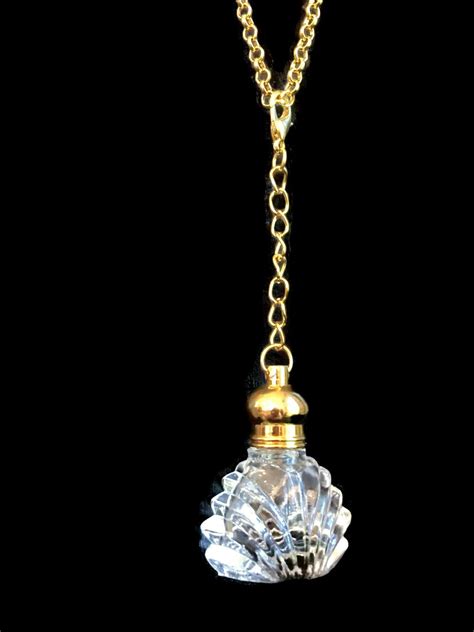 Gold Glass Perfume Bottle Necklace Etsy