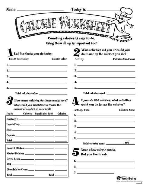 Free Printable Nutrition Worksheets For High School

