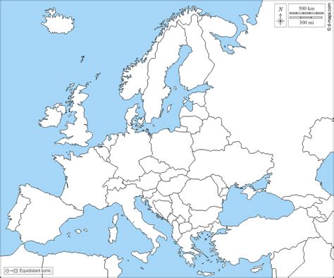 Europe Carte Vierge Voyages Cartes