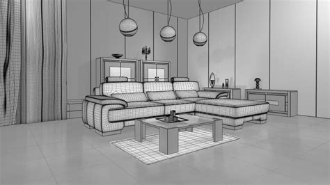 3d Living Room With Modern Interior Design Cgtrader