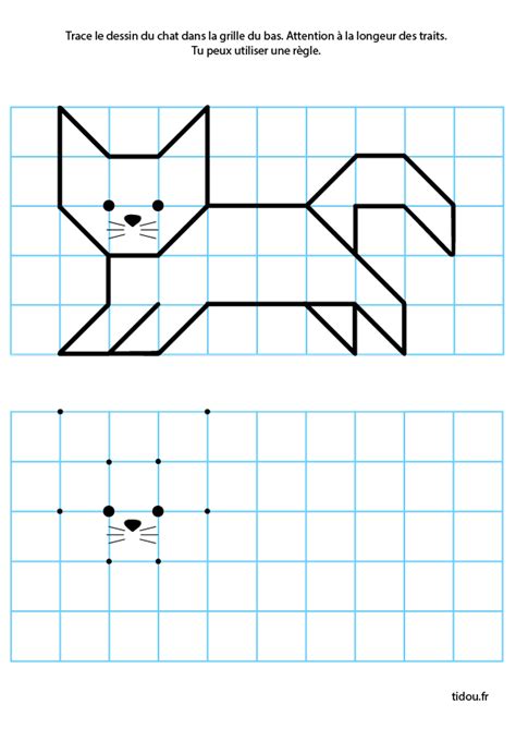 Dessin sur grille un chat tidou fr Dessin mathématique Jeux