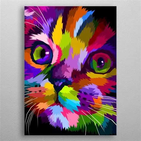 Close Up Of Face Cat Poster By Peri Priatna Displate Pop Art Cat