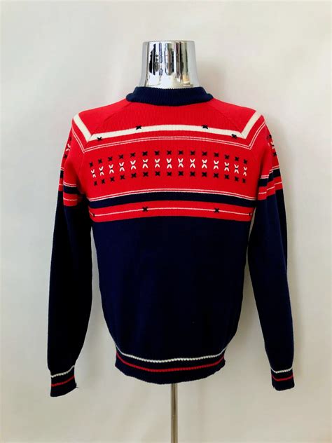 Vintage Unisex 80s Ski Sweater Acrylic Long Sleeve By Etsy Ski