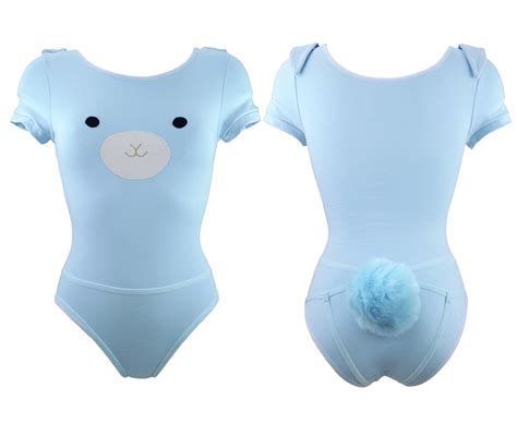 Blue Bunny Bodysuit With Detachable Harness Fluffy Tail Etsy