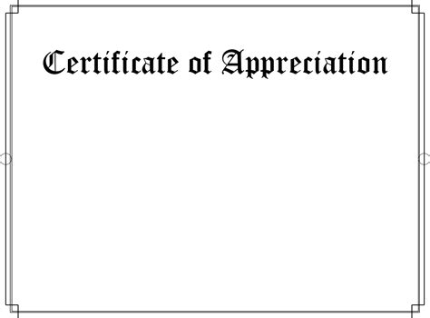 Blank Certificate Of Appreciation Border