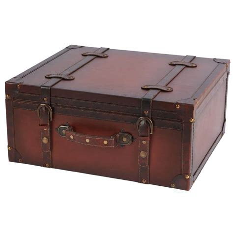 Vintiquewise Vintage Style Leather Suitcase Cd Case Storage Box
