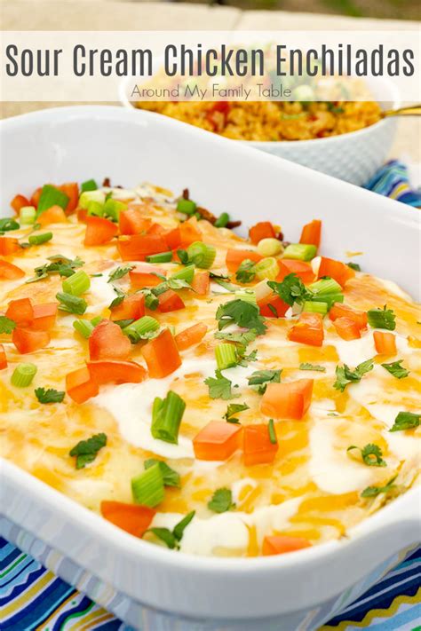 To give a kick to my sour cream sauce, the author says, i add serrano chiles and tomatillos. Sour Cream Chicken Enchiladas - Around My Family Table