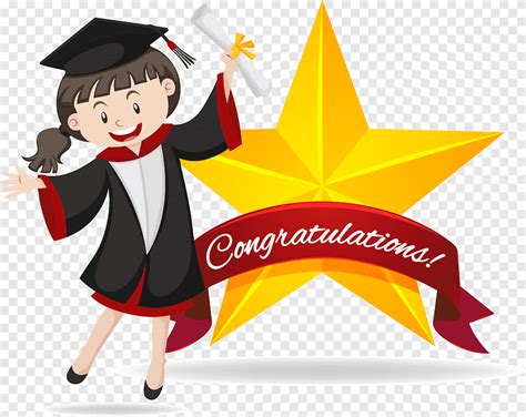 Congratulation Star Sign With Graduate Girl Holding Degree Illustration