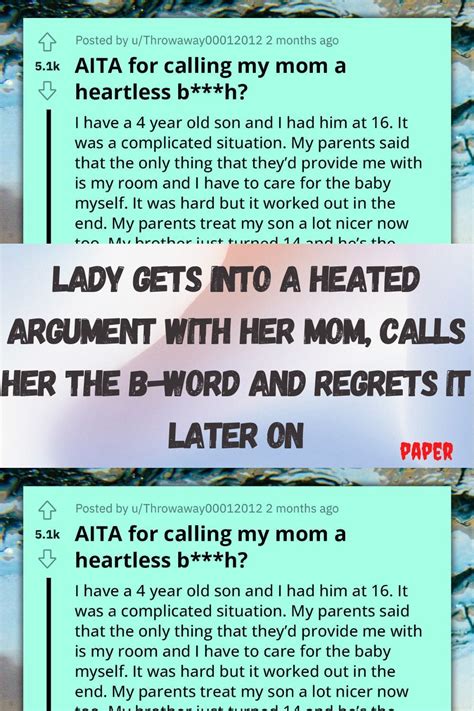 Lady Gets Into A Heated Argument With Her Mom Calls Her The B Word And Regrets It Later On Artofit