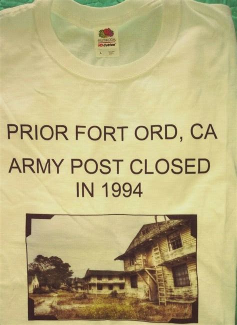 Man Large White T Shirt With A Prior Fort Ord Army Post Logo 100