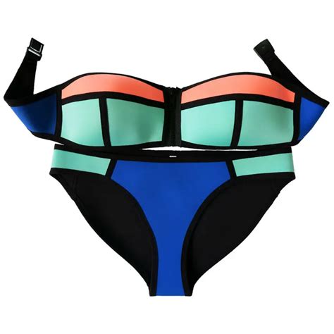 Women 2017 Swimwear Sexy Girl Neoprene Bikini Set Brazilian Swimwear Biquini Swimsuit Zipper