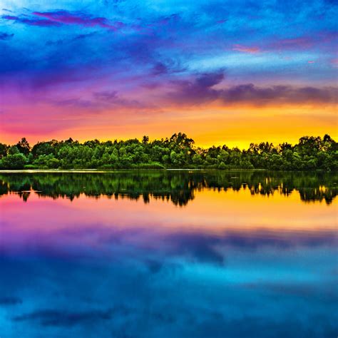 Evening Sky Wallpaper 4k Multicolor Colorful Lake Reflection Sunset